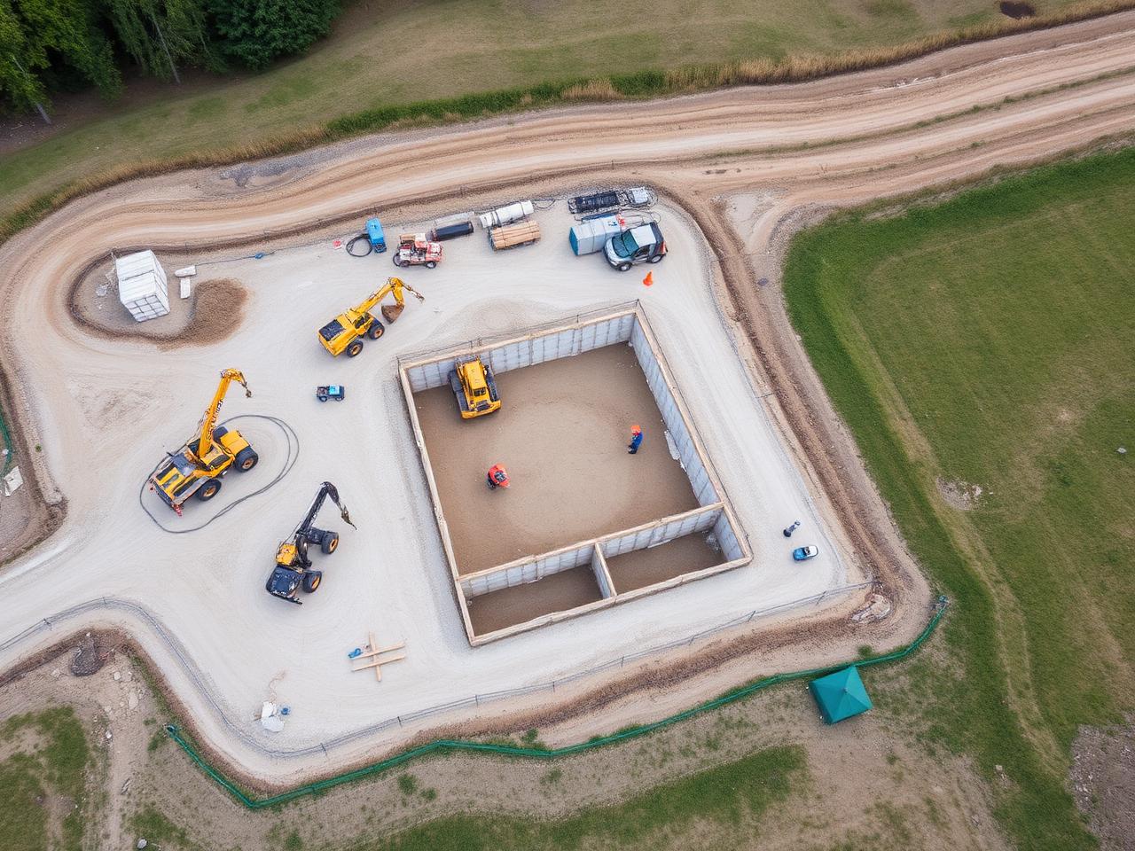 Vue aérienne d'un chantier de construction géré par Groupe Contracte Thor